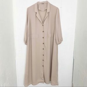 ASOS Button Through Midi Shirt Dress Cream US 12